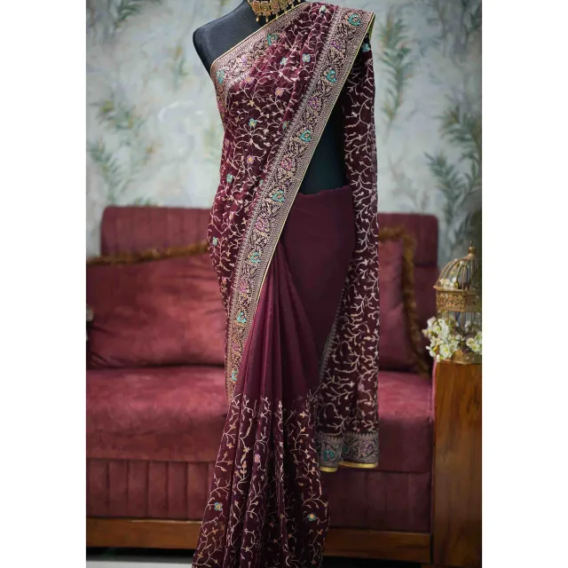 Merun Soft Seemari Georgette Saree