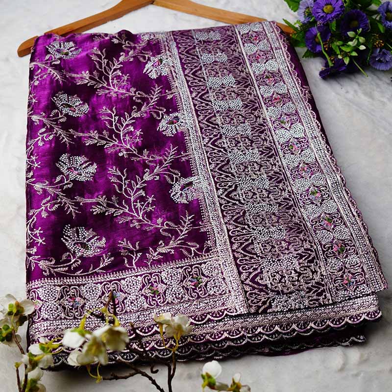 Purple jemi Chu Georgette party Saree