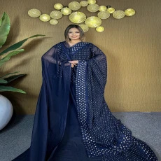 Navy Blue Georgette Embroidery Party Saree