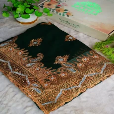 Bottle Green soft Chiffon Georgatte saree