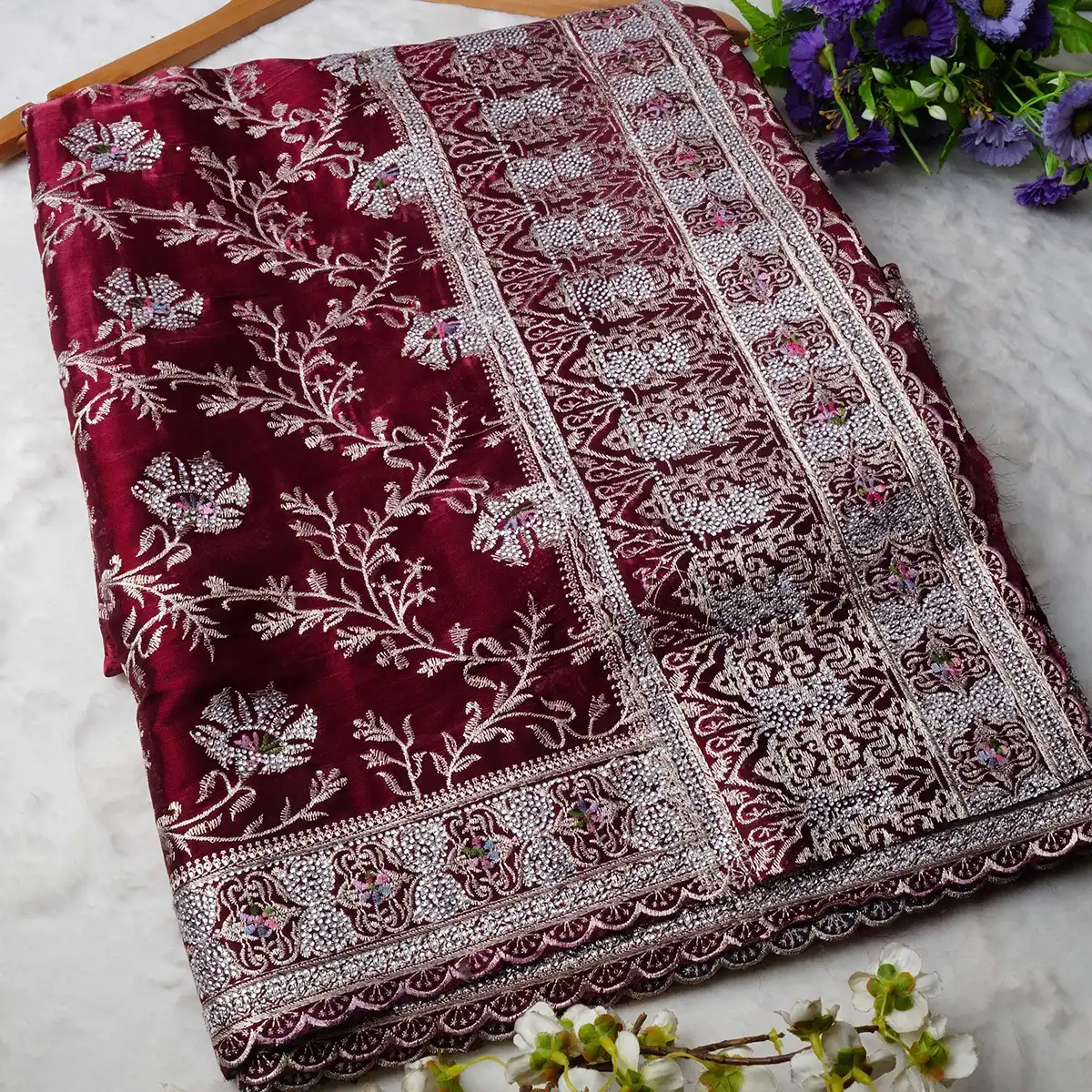 Merun jemi Chu Georgette party Saree