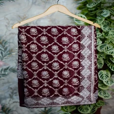 Maroon-Siroski Stone Elegant Party Wear Saree