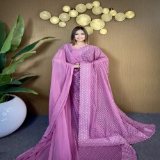 onion Silver Diamond Soft Chiffon Georgette Saree