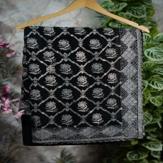 Jet Black Siroski Stone Elegant Party Wear Saree