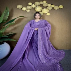 Lavender Silver Diamond Soft Chiffon Georgette Saree