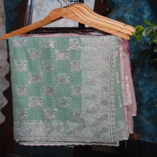Pesta-green Premium Soft Chiffon Georgette Top Notch Quality Stone Work Party Wear Saree