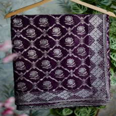 Wine Siroski Stone Elegant Party Wear Saree