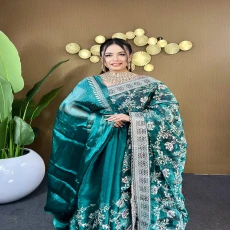 Bottle Green jemi Chu Georgette party Saree